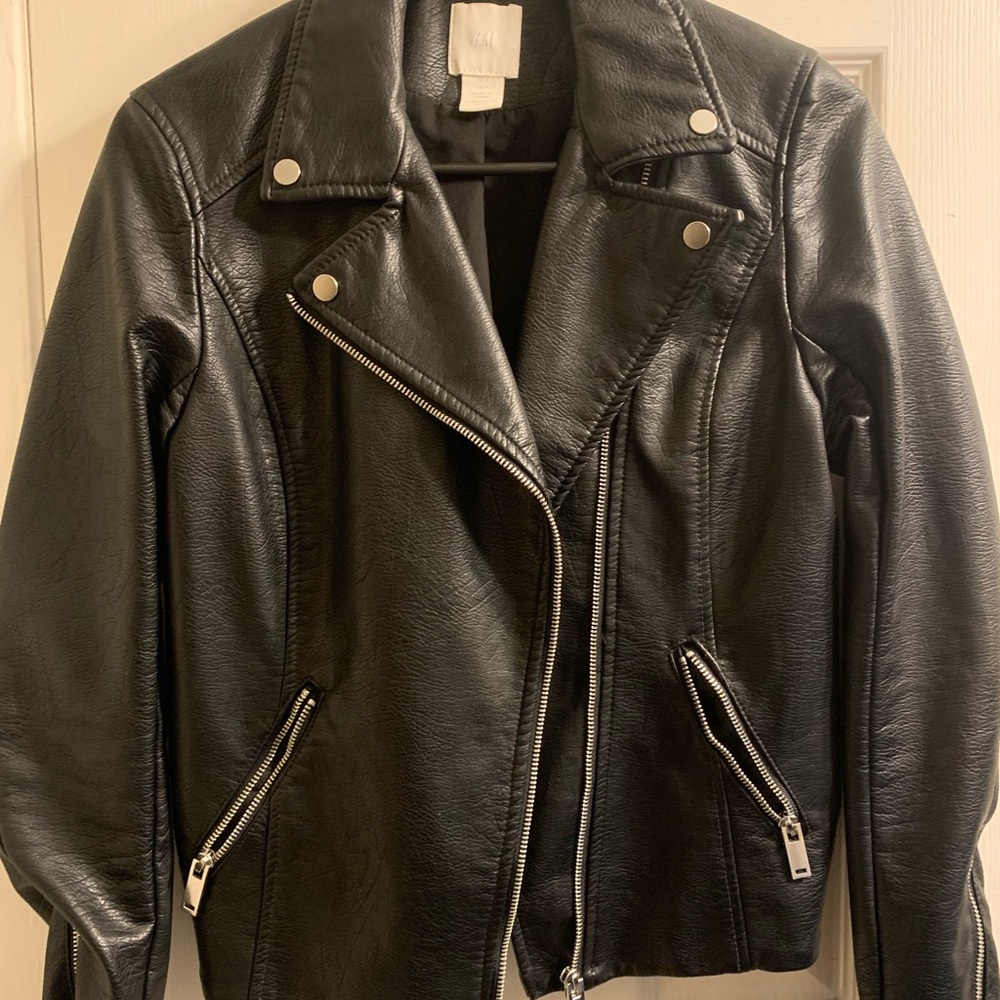 H and M faux leather jacket in size 4